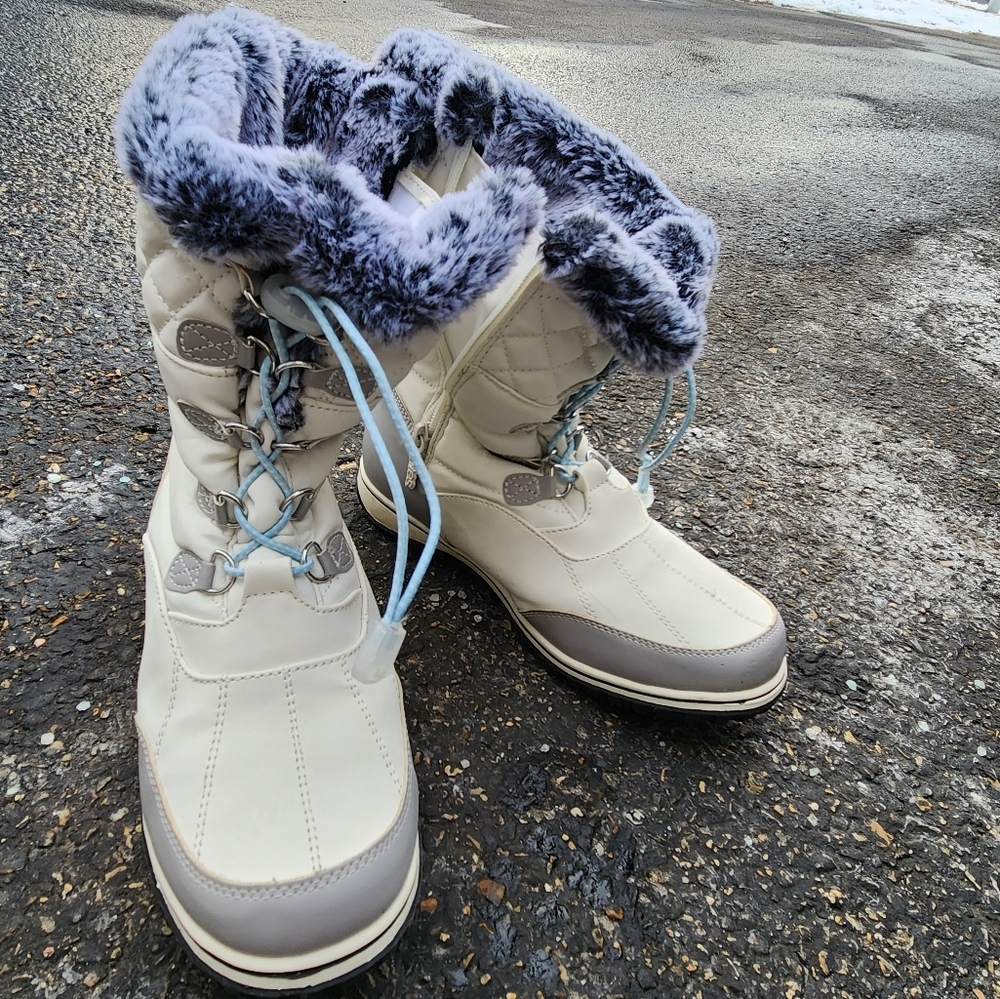 TOTES WOMEN'S COLD WEATHER ZIPPER EVE 720730 WHITE WATERPROOF WINTER BOOTS 9 M